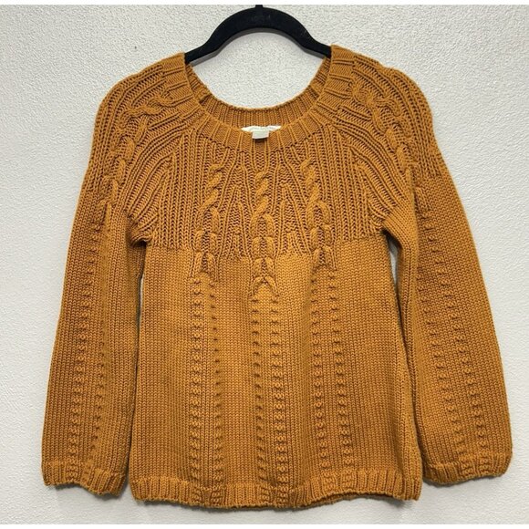 Garnet Hill Other - Garnet Hill Cable Knit Sweater Girls Large 100 Pima Cotton Chunky Balloon Sleeve